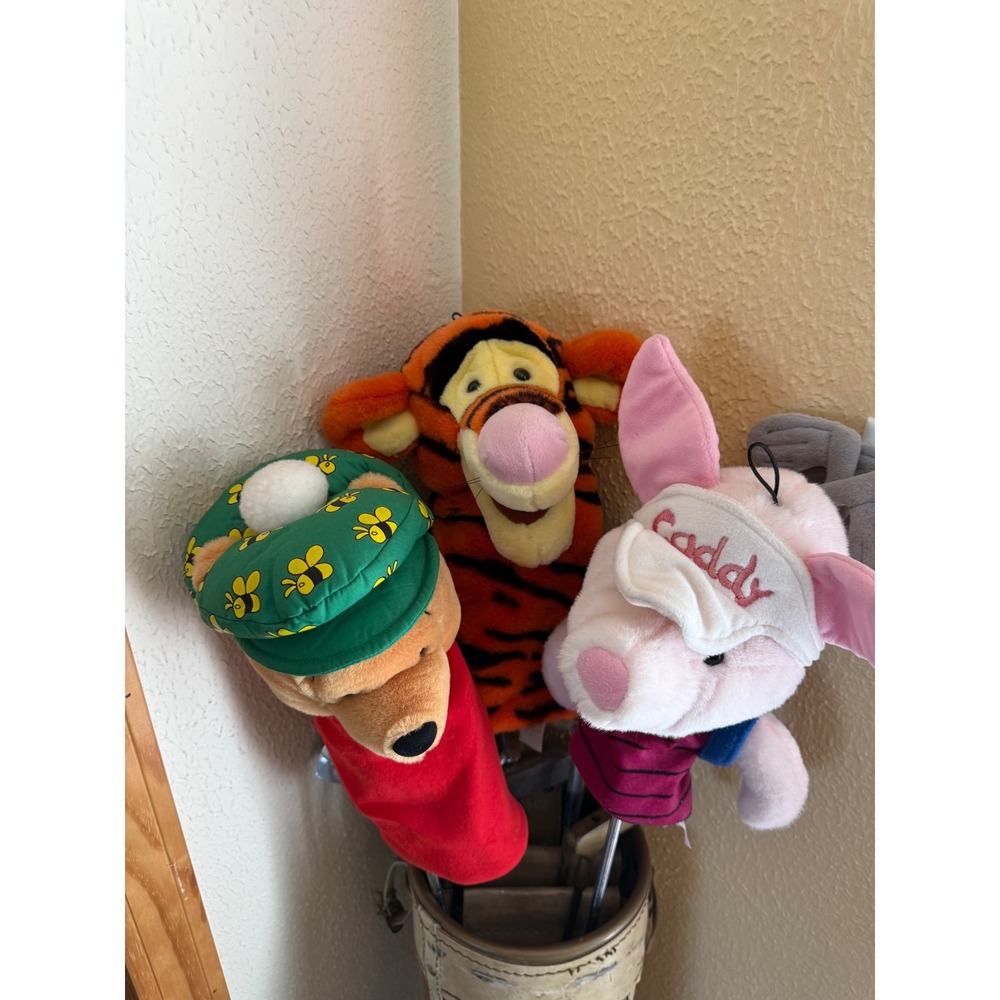 Vintage Disney Winnie the Pooh Tigger Piglet Golf Club Headcover Set of 3 Plush - Picture 2 of 11